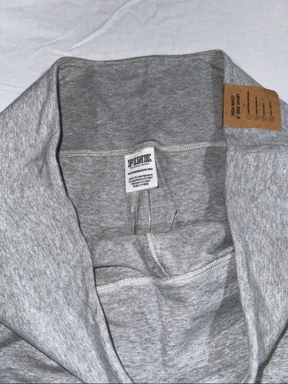 PINK Victoria's Secret Gray Bike Shorts with Rainbow Ombre Logo - Picture 3 of 4